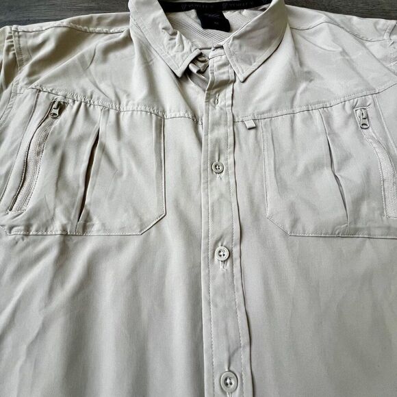 Vortex Tan Stretchy Mesh Vented Pockets Roll Up Long Sleeves Lightweight Shirt - Picture 9 of 11